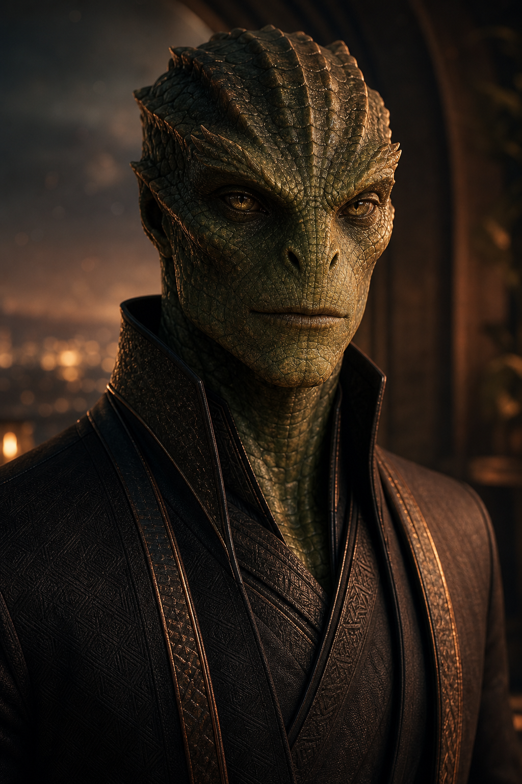 Reptilian alien profile.
